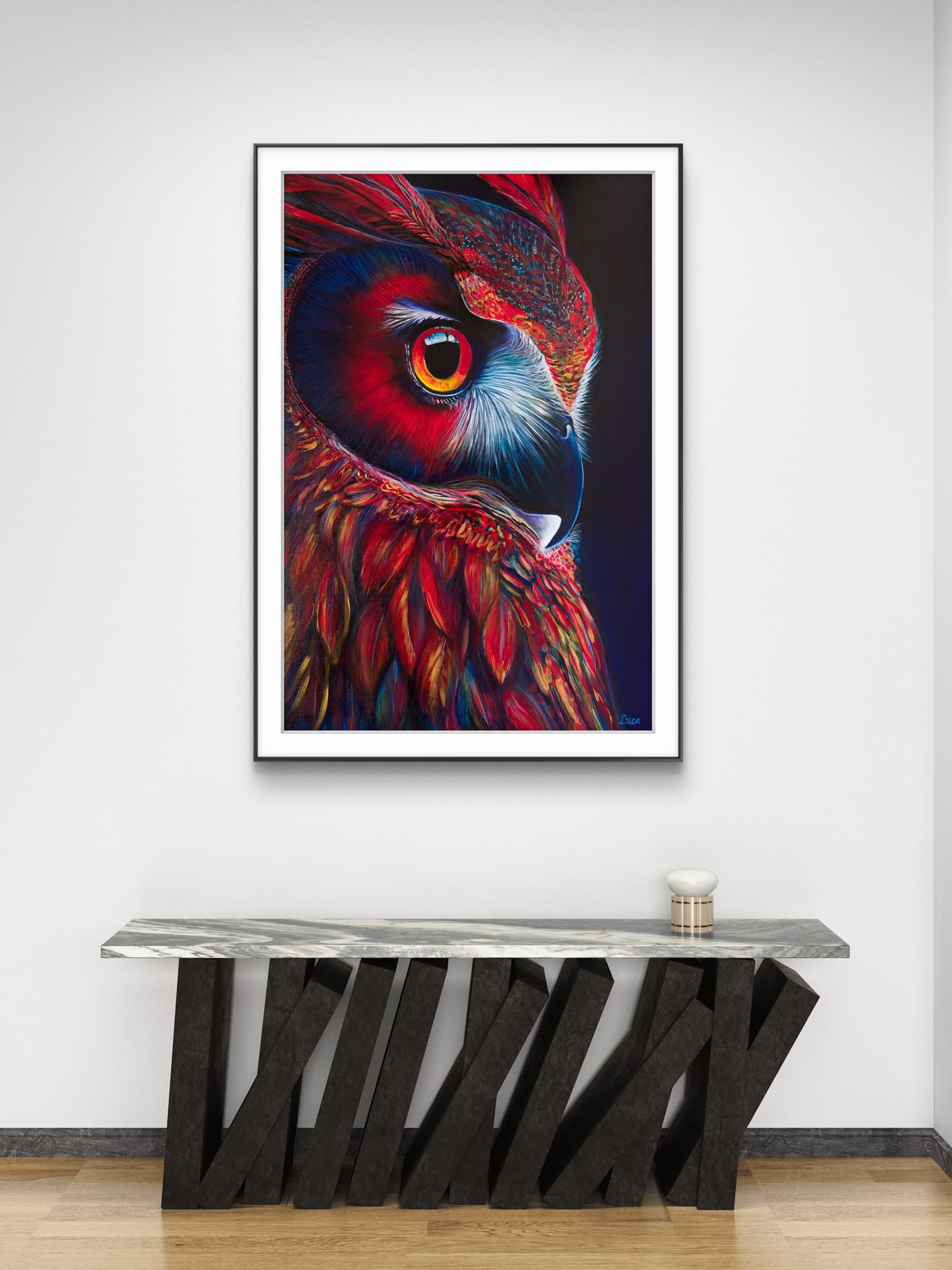 Red Guardian Owl - Limited Edition Print - Image 4